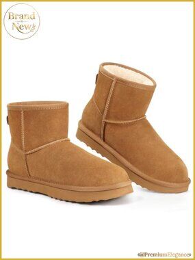 Women's Suede Mini Snow Boots Fur Lined Fuzzy Ankle Booties Winter